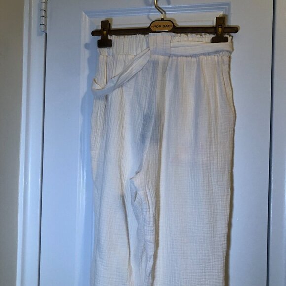 Sincerely Jules Texture Wide Leg High Rise Cropped Pants Cream Size S - Picture 6 of 9